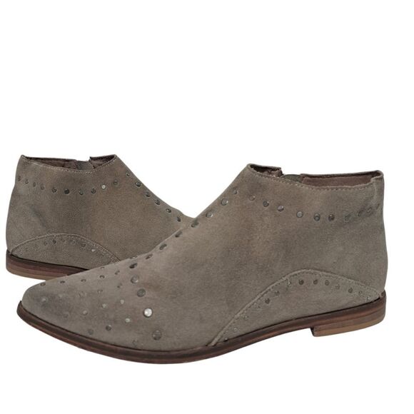 Free People Aquarian Studded Leather Distressing Suede Ankle Boots Taupe Size 6 - Picture 5 of 17